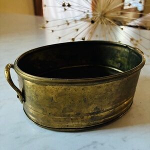 Small Brass Oval Planter with Handles.  6” long • 4” wide • 2.5” high